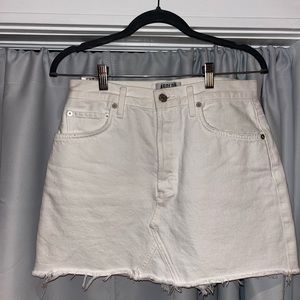 Agolde distressed white mini skirt